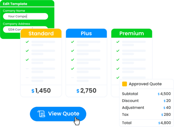 Sales quote creation interface