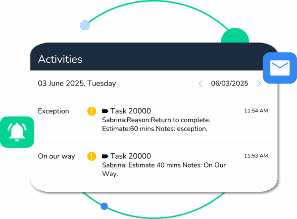 Built-in messaging between dispatchers and field staff.