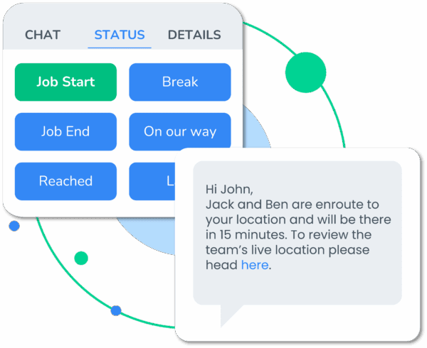 Mobile crew app with live schedules, customer details, and digital forms