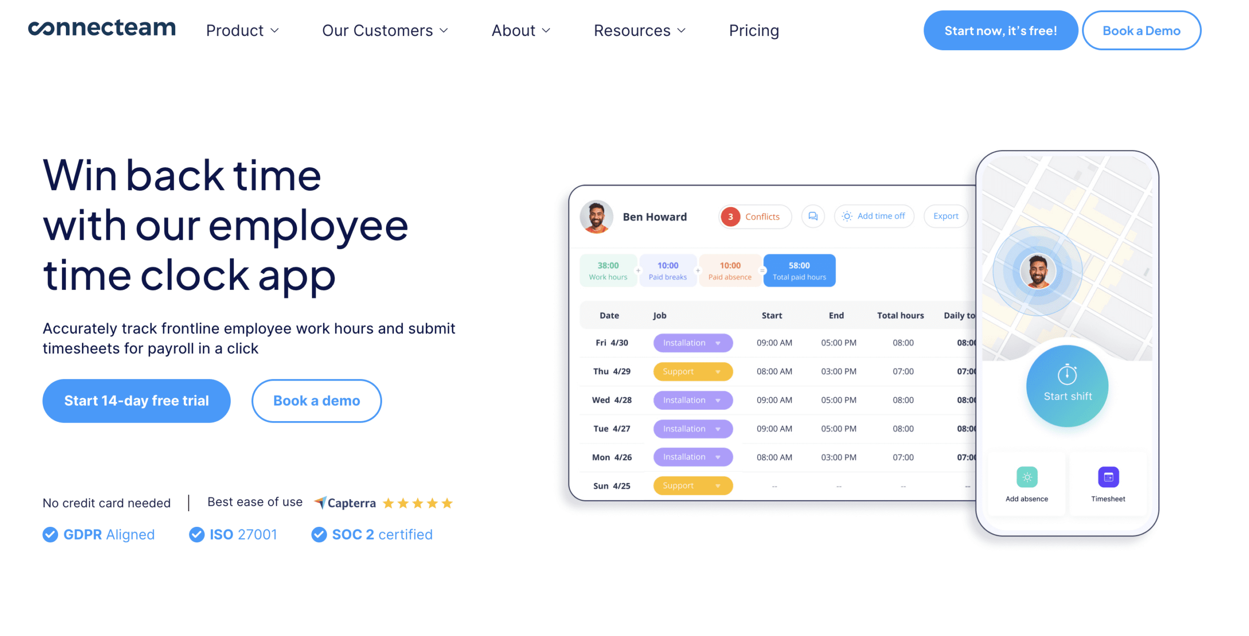 Connecteam time tracking
